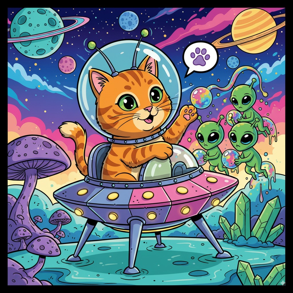 An example of the Alien Encounter pet portrait style