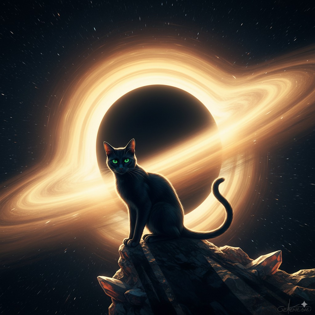An example of the Black Hole Drama pet portrait style