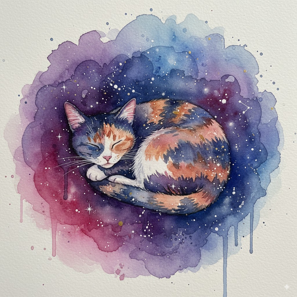 An example of the Galaxy Watercolor pet portrait style