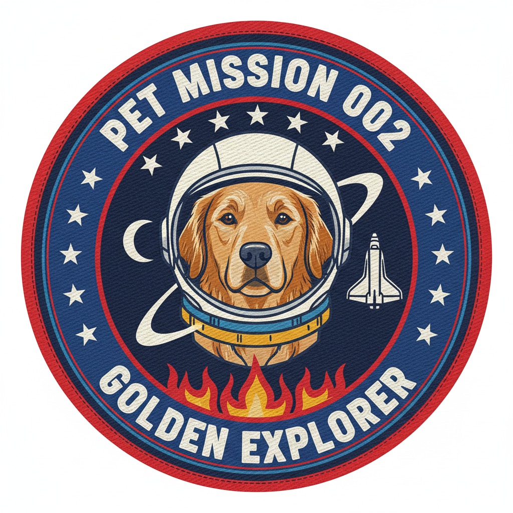 An example of the NASA Patch Emblem pet portrait style