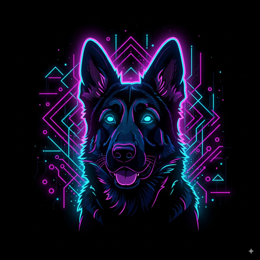 An example of the Neon Glow pet portrait style