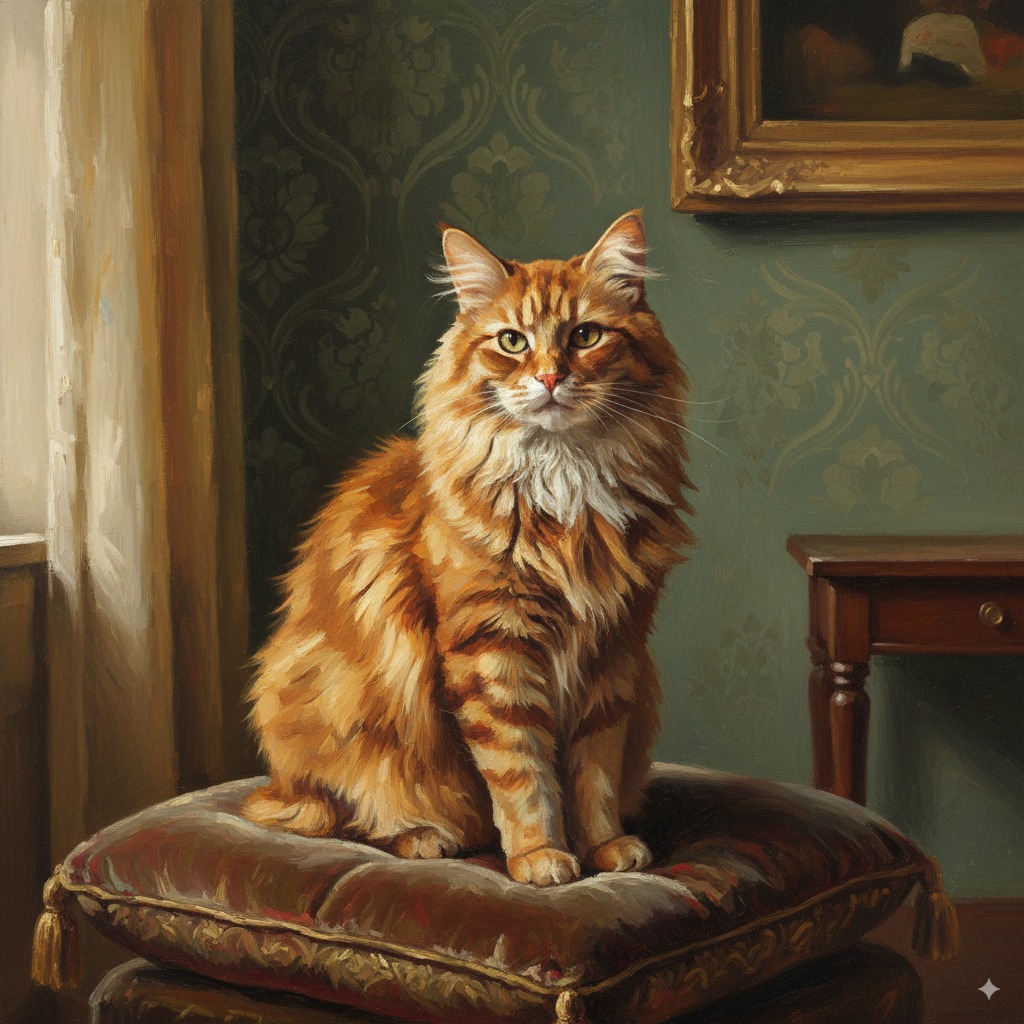 An example of the Oil Painting pet portrait style