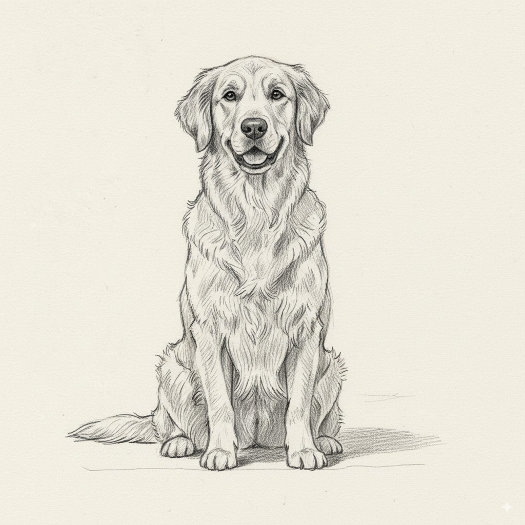 An example of the Pencil Sketch pet portrait style