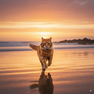 Beach Sunset Run pet portrait style