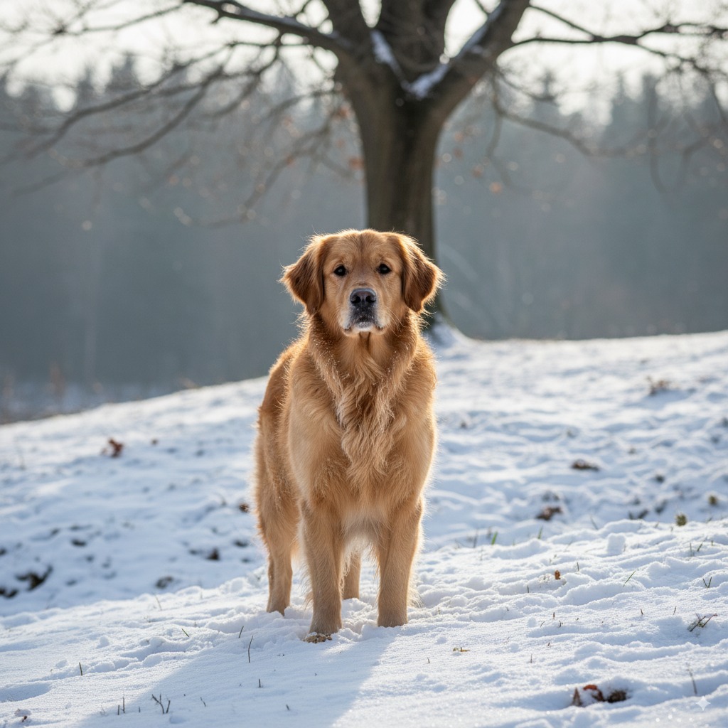An example of the Winter Portrait pet portrait style